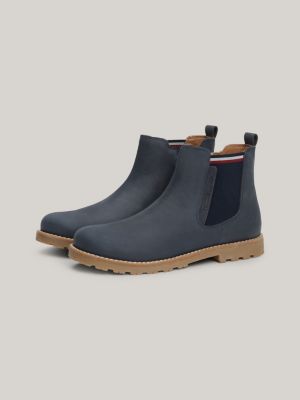 blue leather chelsea boots for kids gender inclusive tommy hilfiger