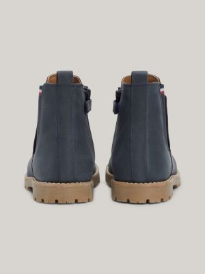 blue leather chelsea boots for kids gender inclusive tommy hilfiger