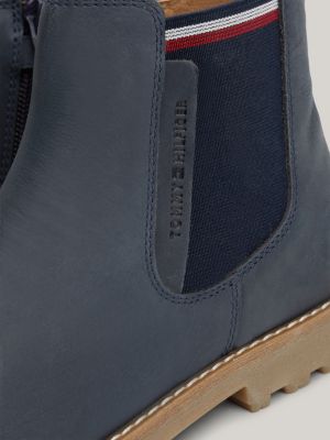 blue leather chelsea boots for kids gender inclusive tommy hilfiger