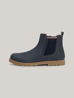 blue leather chelsea boots for kids gender inclusive tommy hilfiger