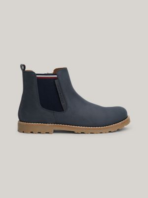 blue leather chelsea boots for kids gender inclusive tommy hilfiger