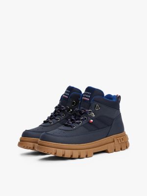 blue lace-up ankle boot mit rutschhemmender sohle für gender-inclusive kinder - tommy hilfiger