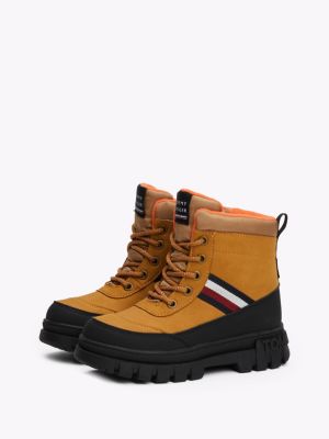 bottines en fausse fourrure jaune pour enfants genre inclusif tommy hilfiger