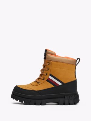 botines con detalles de pelo sintético amarillo de diseño inclusivo infantil tommy hilfiger