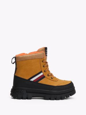 bottines en fausse fourrure jaune pour enfants genre inclusif tommy hilfiger