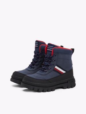 blue faux fur ankle boots for kids gender inclusive tommy hilfiger