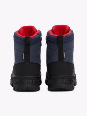 blue faux fur ankle boots for kids gender inclusive tommy hilfiger