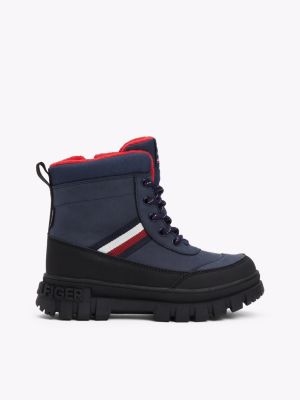 bottines en fausse fourrure bleu pour enfants genre inclusif tommy hilfiger