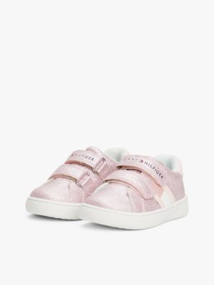 pink logo glitter trainers for girls tommy hilfiger