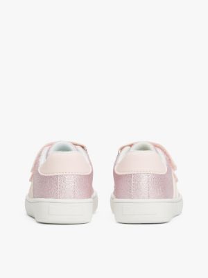 pink logo glitter trainers for girls tommy hilfiger