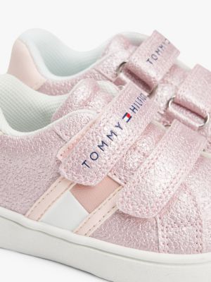 sneakers con glitter e logo rosa da bambine tommy hilfiger