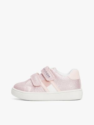 pink logo glitter trainers for girls tommy hilfiger