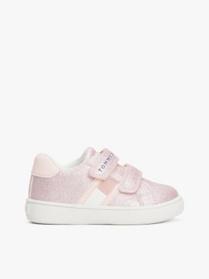 sneakers con glitter e logo rosa da bambine tommy hilfiger