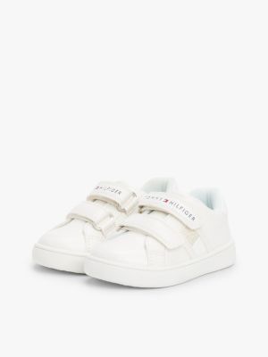 white glitter flag hook and loop trainers for girls tommy hilfiger