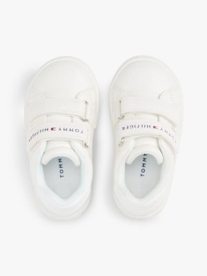 white glitter flag hook and loop trainers for girls tommy hilfiger