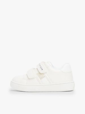 white glitter flag hook and loop trainers for girls tommy hilfiger