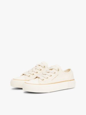 white canvas chunky trainers for girls tommy hilfiger