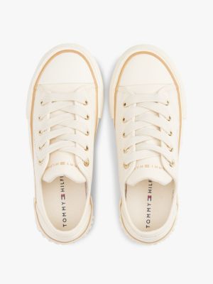 white canvas chunky trainers for girls tommy hilfiger