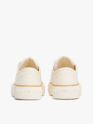 white canvas chunky trainers for girls tommy hilfiger