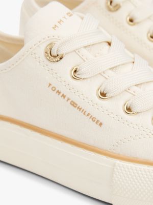 weiß klobiger canvas-sneaker für mädchen - tommy hilfiger