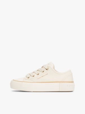 wit chunky canvas sneaker voor meisjes - tommy hilfiger