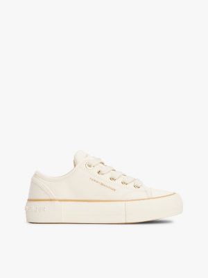 white canvas chunky trainers for girls tommy hilfiger