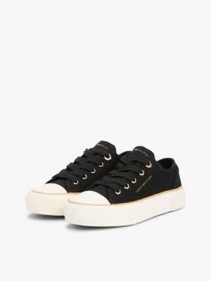 black canvas chunky trainers for girls tommy hilfiger