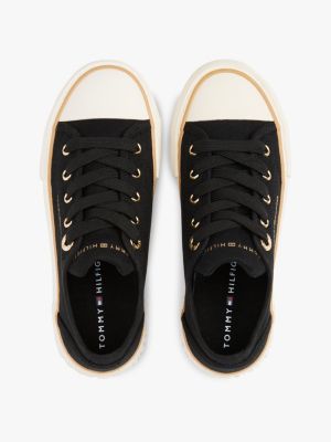 black canvas chunky trainers for girls tommy hilfiger