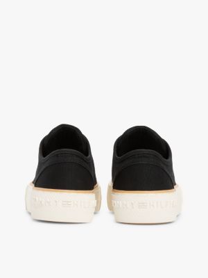 black canvas chunky trainers for girls tommy hilfiger