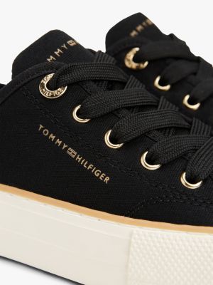 black canvas chunky trainers for girls tommy hilfiger