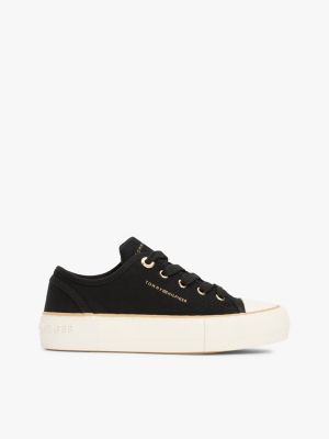 black chunky canvas sneaker voor meisjes - tommy hilfiger