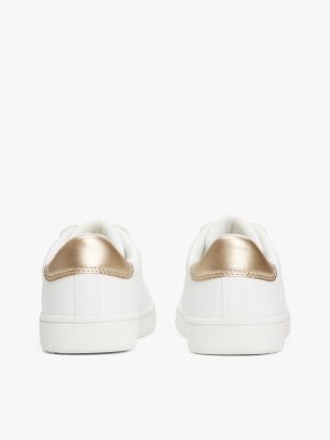 white metallic lace-up trainers for girls tommy hilfiger