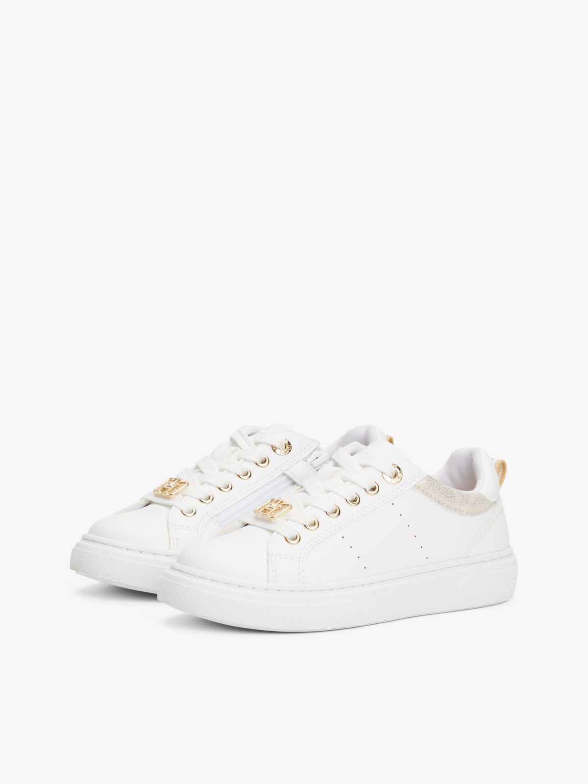 TH Monogram Lace-Up Trainers — White