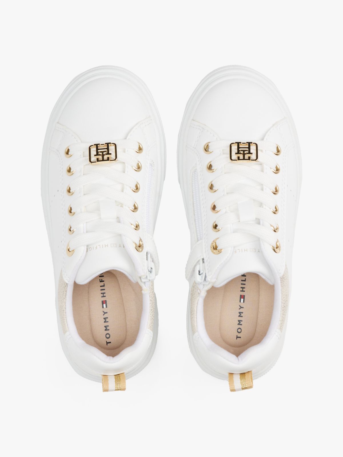 TH Monogram Lace-Up Trainers — White