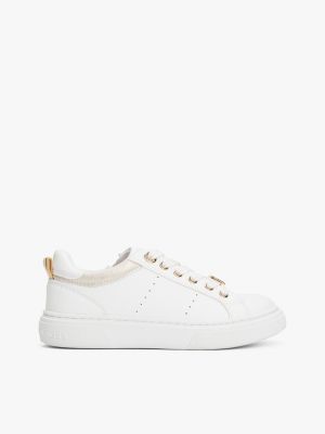 baskets à lacets et monogramme th white pour filles tommy hilfiger