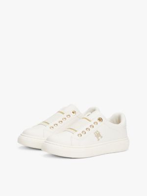 white th monogram slip-on trainers for girls tommy hilfiger