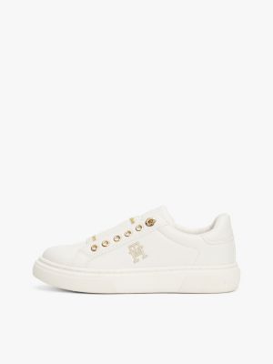 white th monogram slip-on trainers for girls tommy hilfiger