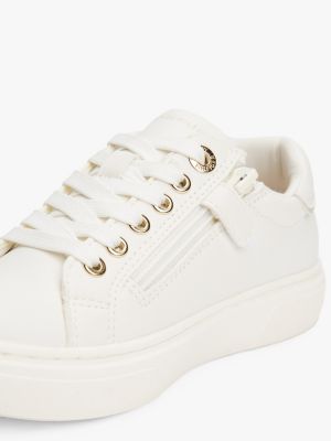 weiß lace-up sneaker mit glitzer-finish für mädchen - tommy hilfiger