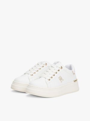 white th monogram lace-up trainers for girls tommy hilfiger