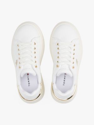 weiß lace-up sneaker mit th-monogramm für mädchen - tommy hilfiger