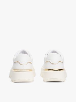 sneakers stringate con monogramma th bianco da bambine tommy hilfiger