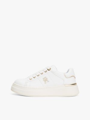 wit sneaker met veters en th-monogram voor meisjes - tommy hilfiger