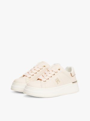 pink th monogram lace-up trainers for girls tommy hilfiger