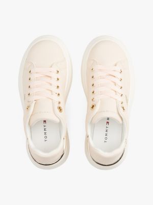 sneakers stringate con monogramma th rosa da bambine tommy hilfiger