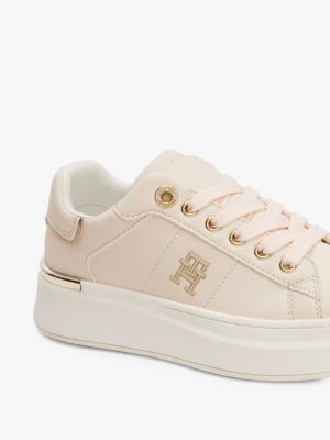 sneakers stringate con monogramma th rosa da bambine tommy hilfiger