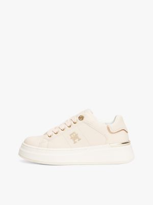 rosa lace-up sneaker mit th-monogramm für mädchen - tommy hilfiger