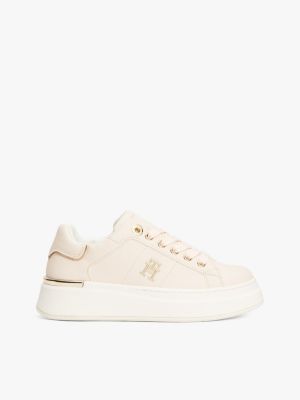 rosa lace-up sneaker mit th-monogramm für mädchen - tommy hilfiger