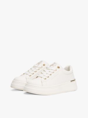 white th monogram metallic trainers for girls tommy hilfiger