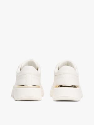 white th monogram metallic trainers for girls tommy hilfiger