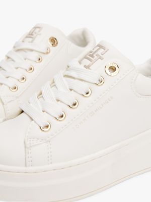 weiß sneaker mit metallic-details und th-monogramm für mädchen - tommy hilfiger